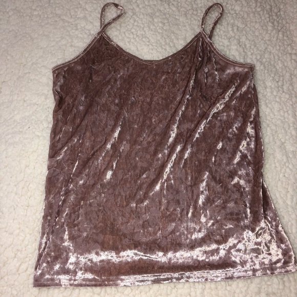 Rose gold/pink crushed velvet tank top - Picture 1 of 2